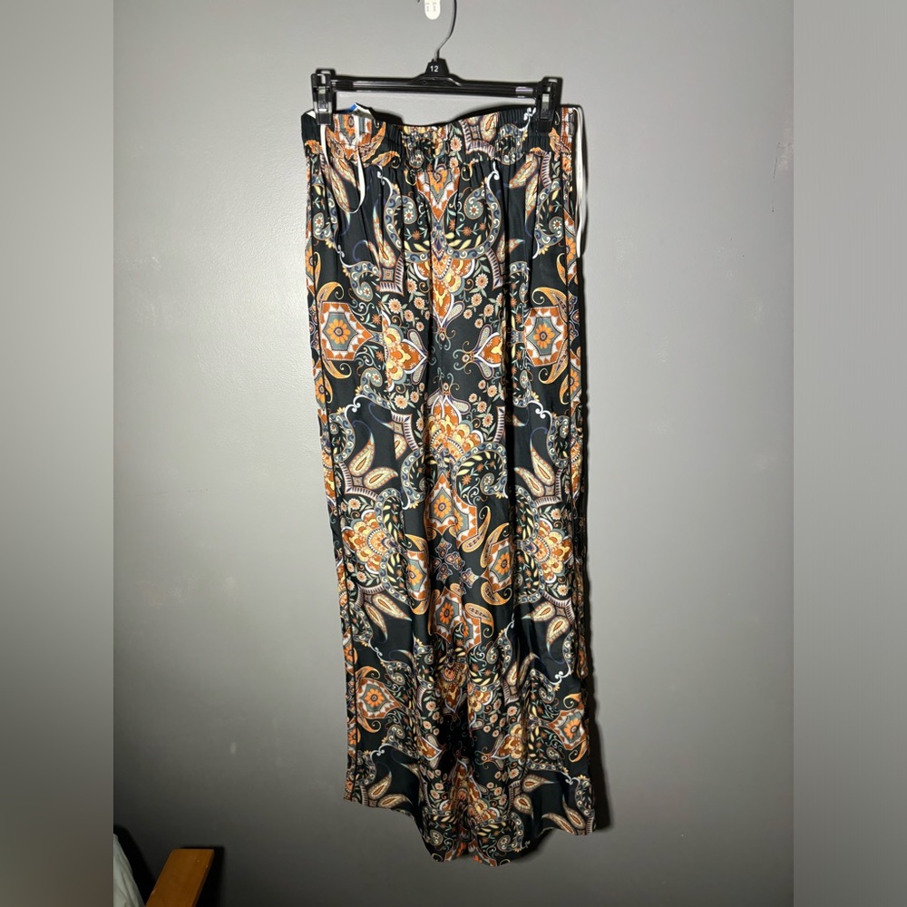 Cara Cara Amalfi Wide Leg Pants Black Paisley Size Medium - Picture 3 of 7